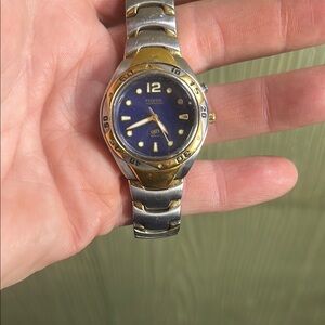 Fossil Two-Tone Watch with Blue Dial